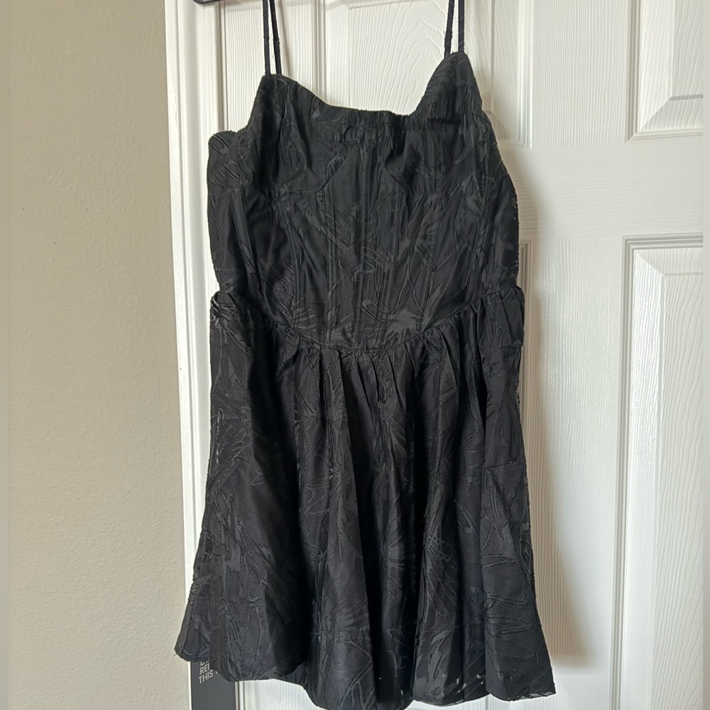 Astr Linelly Jacquard Bustier Skater Dress in Black - Picture 3 of 8